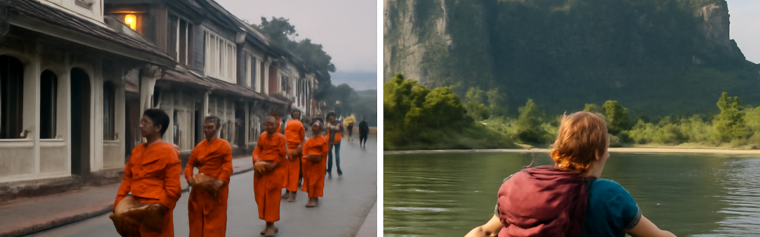 Perbandingan suasana Luang Prabang yang tenang dan Vang Vieng dengan aktivitas tubing di sungai
